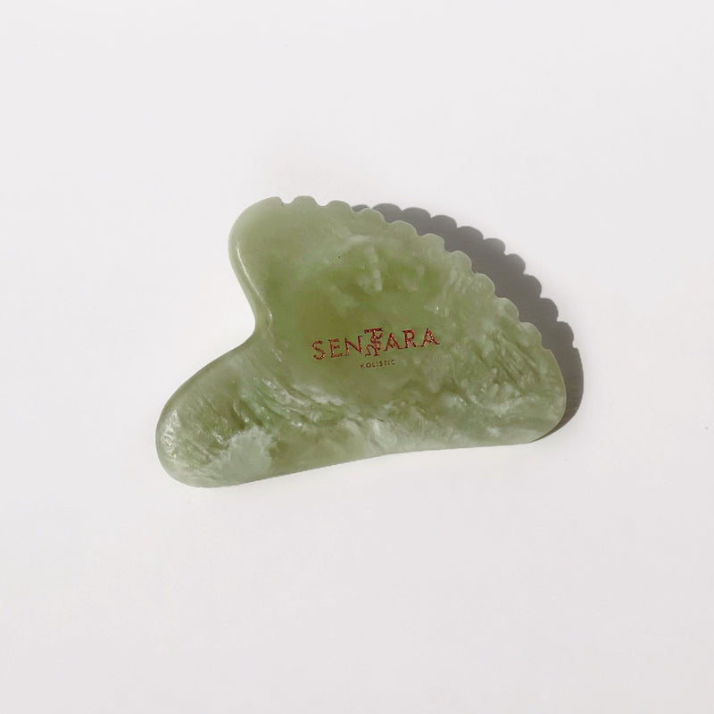 Gua Sha Cœur Jade Vert à dents